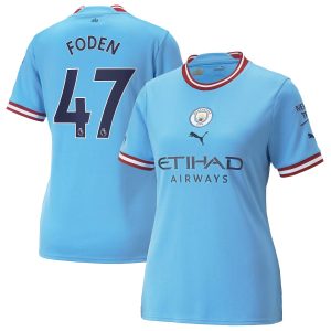 Phil Foden Manchester City Women's 2022/23 Home Player Jersey - Sky Blue