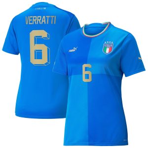 Marco Verratti Italy National Team Women's 2022/23 Home Player Jersey - Blue
