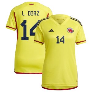 Luis Diaz Colombia National Team Women's 2022/23 Home Player Jersey - Yellow