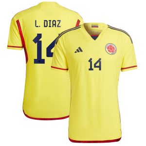 Luis Diaz Colombia National Team 2022/23 Home Authentic Player Jersey - Yellow