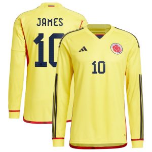 James Rodriguez Colombia National Team 2022/23 Home Long Sleeve Player Jersey - Yellow