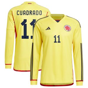 Juan Cuadrado Colombia National Team 2022/23 Home Long Sleeve Player Jersey - Yellow