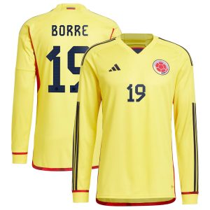 Rafael Borré Colombia National Team 2022/23 Home Long Sleeve Player Jersey - Yellow