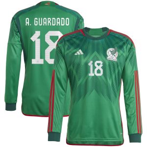 Andres Guardado Mexico National Team 2022/23 Home Long Sleeve Jersey - Green