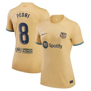 Pedri Barcelona Women's 2022/23 Away Player Jersey - Gold
