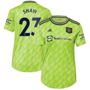 Luke Shaw Manchester United Women's 2022/23 Third Player Jersey - Neon Green