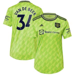 Donny Van De Beek Manchester United Women's 2022/23 Third Player Jersey - Neon Green