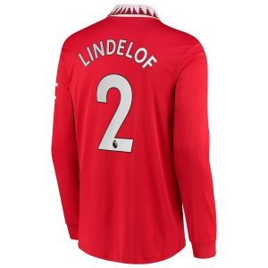 Victor Lindelof Manchester United 2022/23 Home Long Sleeve Jersey - Red