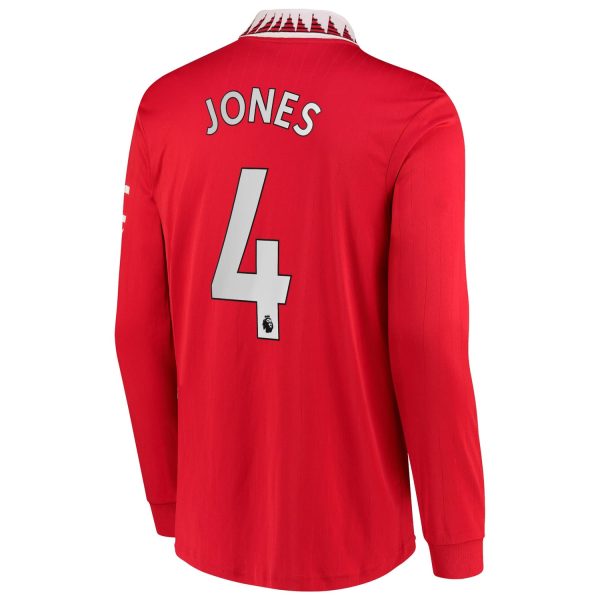 Phil Jones Manchester United 2022/23 Home Long Sleeve Jersey - Red