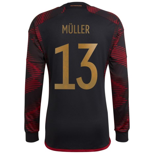 Thomas Müller Germany National Team 2022/23 Away Long Sleeve Player Jersey - Black