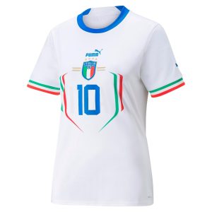 Lorenzo Insigne Italy National Team Women's 2022/23 Away Player Jersey - White