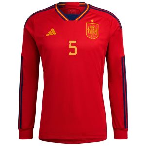 Sergio Busquets Spain National Team 2022/23 Home Long Sleeve Player Jersey - Red