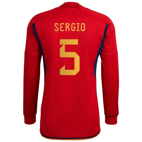 Sergio Busquets Spain National Team 2022/23 Home Long Sleeve Player Jersey - Red