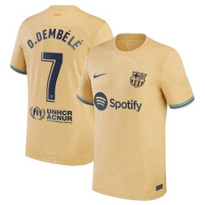 Ousmane Dembele Barcelona 2022/23 Away Player Jersey - Gold