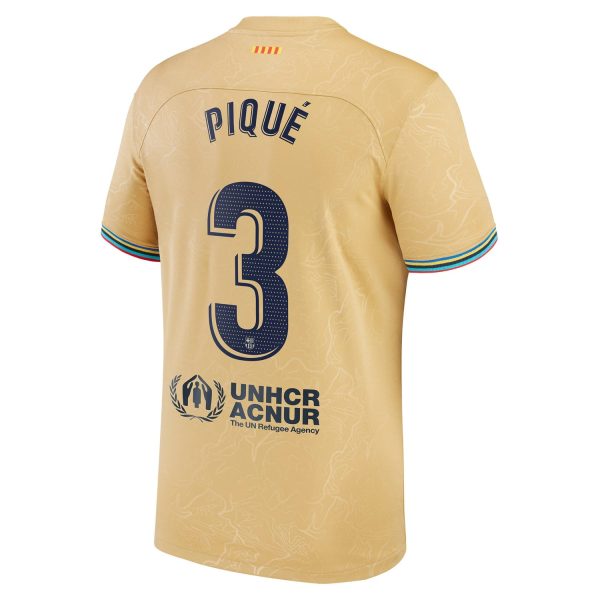 Gerard Pique Barcelona 2022/23 Away Player Jersey - Gold