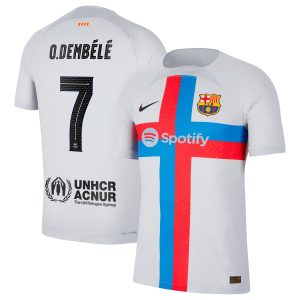 Ousmane Dembele Barcelona 2022/23 Third Match Authentic Player Jersey - Gray