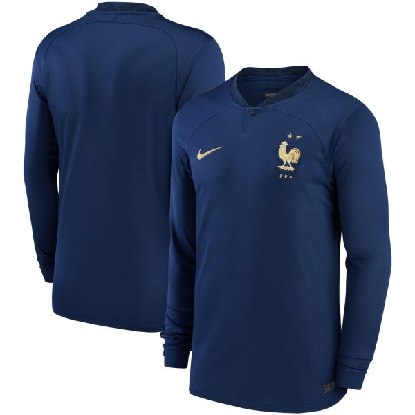 France National Team 2022/23 Home Breathe Blank Long Sleeve Jersey - Navy