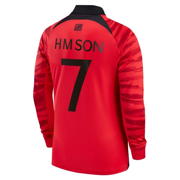 Son Heung-min South Korea National Team 2022/23 Home Breathe Player Long Sleeve Jersey - Red