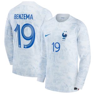 Karim Benzema France National Team 2022/23 Away Breathe Player Jersey - White