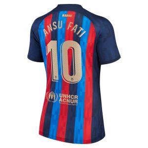 Ansu Fati Barcelona Women's 2022/23 Home Breathe Player Jersey - Blue