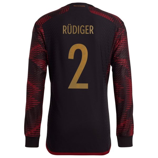 Antonio Rüdiger Germany National Team 2022/23 Away Long Sleeve Player Jersey - Black