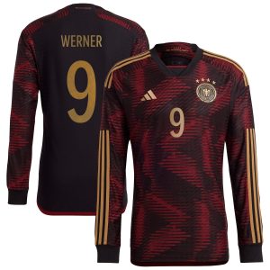Timo Werner Germany National Team 2022/23 Away Long Sleeve Player Jersey - Black