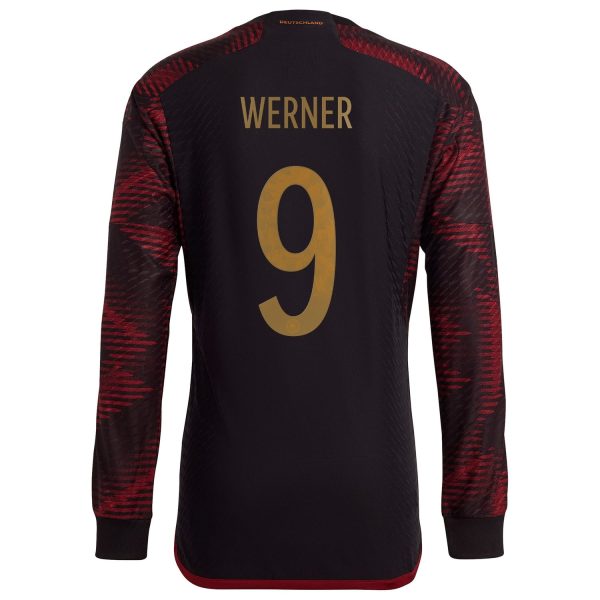 Timo Werner Germany National Team 2022/23 Away Long Sleeve Player Jersey - Black