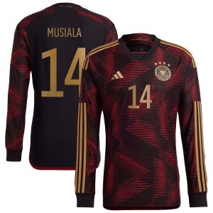 Jamal Musiala Germany National Team 2022/23 Away Long Sleeve Player Jersey - Black
