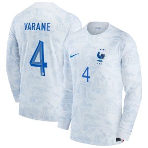 Raphael Varane France National Team 2022/23 Away Breathe Long Sleeve Jersey - White