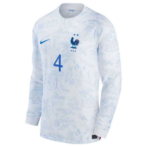 Raphael Varane France National Team 2022/23 Away Breathe Long Sleeve Jersey - White