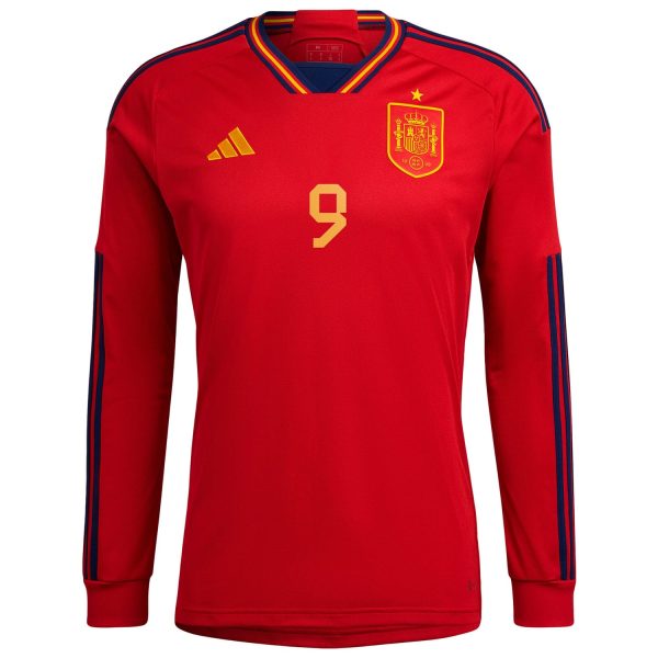Gavi Spain National Team 2022/23 Home Long Sleeve Jersey - Red