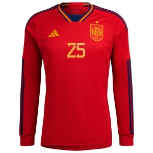 Ansu Fati Spain National Team 2022/23 Home Long Sleeve Jersey - Red