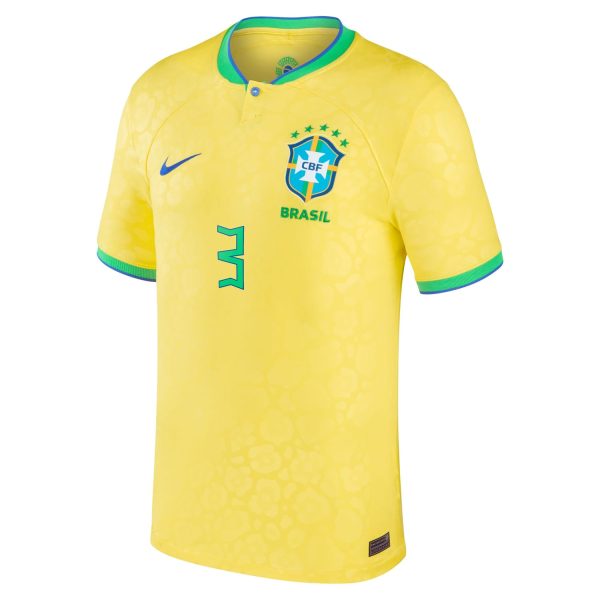 Thiago Silva Brazil National Team 2022/23 Home Jersey - Yellow