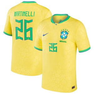 Gabriel Martinelli Brazil National Team 2022/23 Home Jersey - Yellow