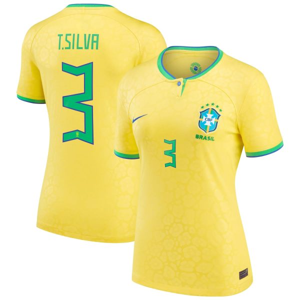 Thiago Silva Brazil National Team Women's 2022/23 Home Jersey - Yellow