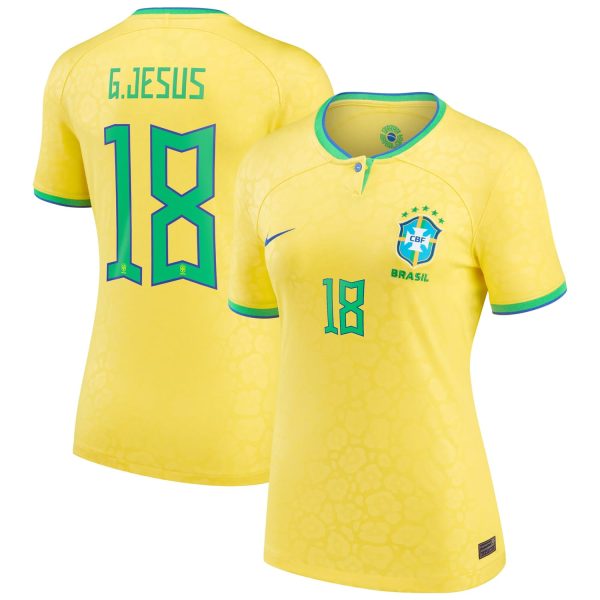 Gabriel Jesus Brazil National Team Women's 2022/23 Home Jersey - Yellow