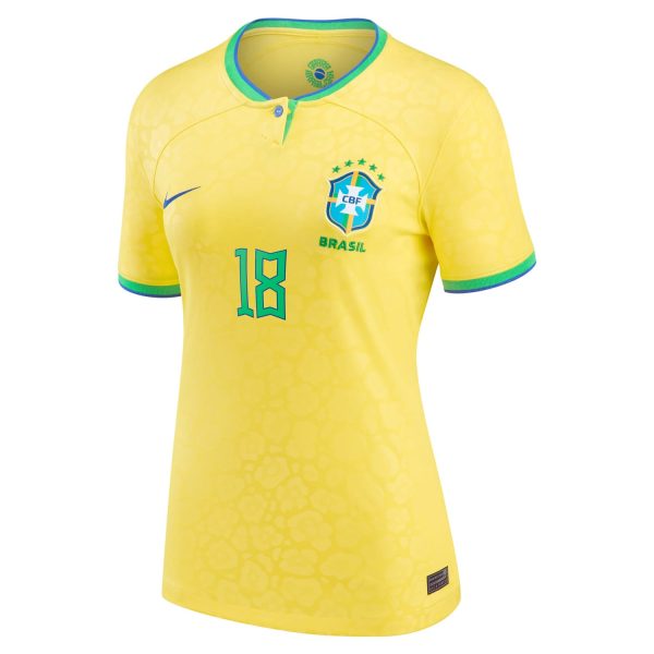 Gabriel Jesus Brazil National Team Women's 2022/23 Home Jersey - Yellow