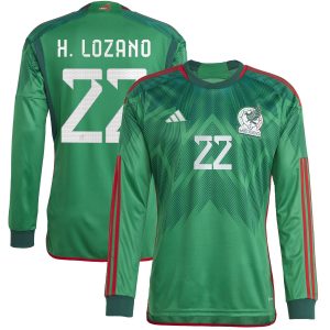 Hirving Lozano Mexico National Team 2022/23 Home Long Sleeve Jersey - Green