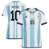Lionel Messi Argentina National Team Women's 2022 Winners Home Jersey - White/Light Blue