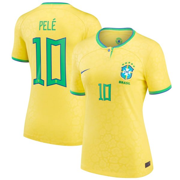 Pelé Brazil National Team Women's 2022/23 Home Breathe Player Jersey - Yellow