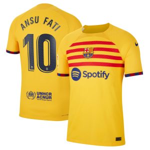 Ansu Fati Barcelona 2022/23 Fourth Match Authentic Player Jersey - Yellow
