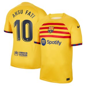 Ansu Fati Barcelona 2022/23 Fourth Breathe Player Jersey - Yellow