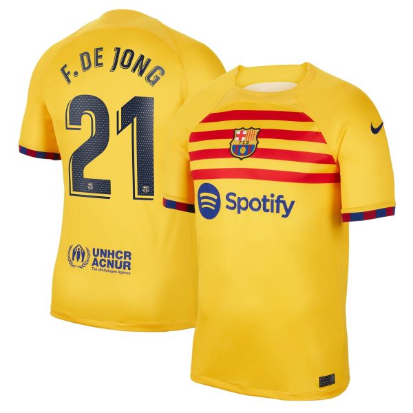 Frenkie de Jong Barcelona 2022/23 Fourth Breathe Player Jersey - Yellow