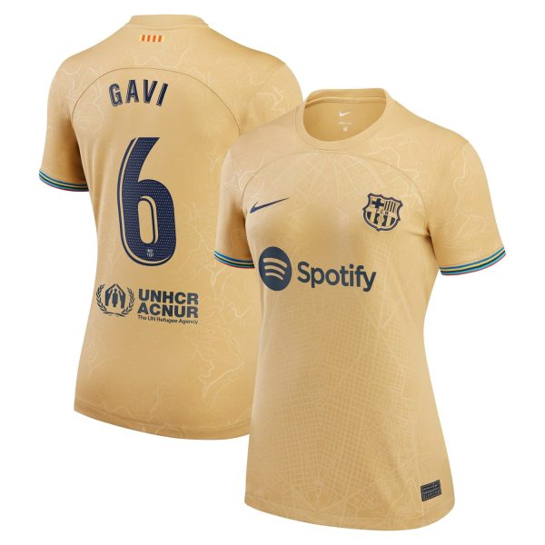 Gavi Barcelona Women's 2022/23 Away Breathe Player Jersey - Gold