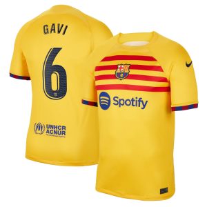 Gavi Barcelona 2022/23 Fourth Breathe Player Jersey - Yellow