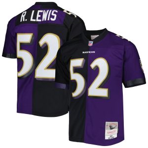 Men's Baltimore Ravens Ray Lewis Mitchell & Ness Purple/Black 2000 Split Legacy Replica Jersey