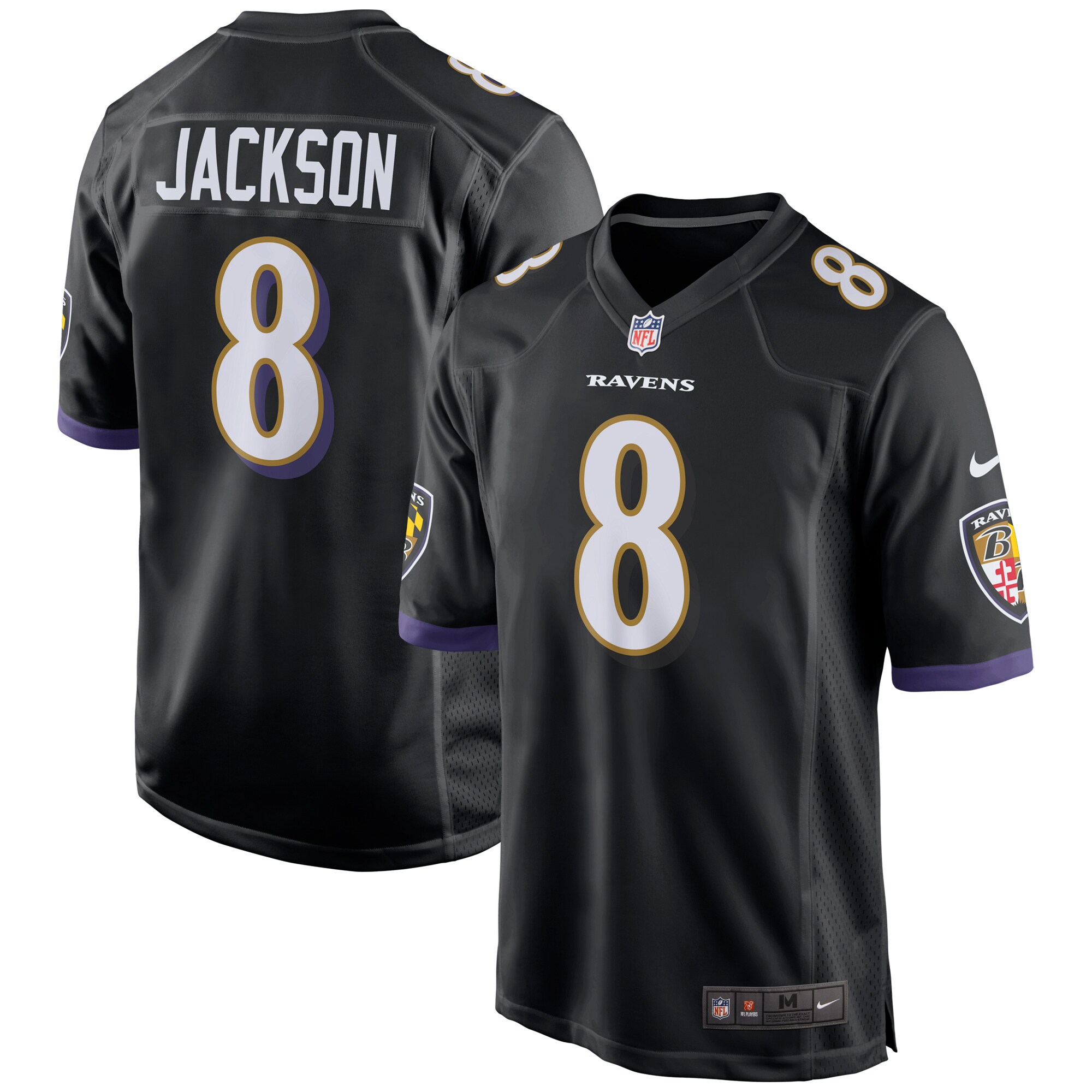 Men's Baltimore Ravens Lamar Jackson Nike Black Game Jersey