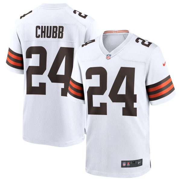 Men's Cleveland Browns Nick Chubb Nike White Game Jersey