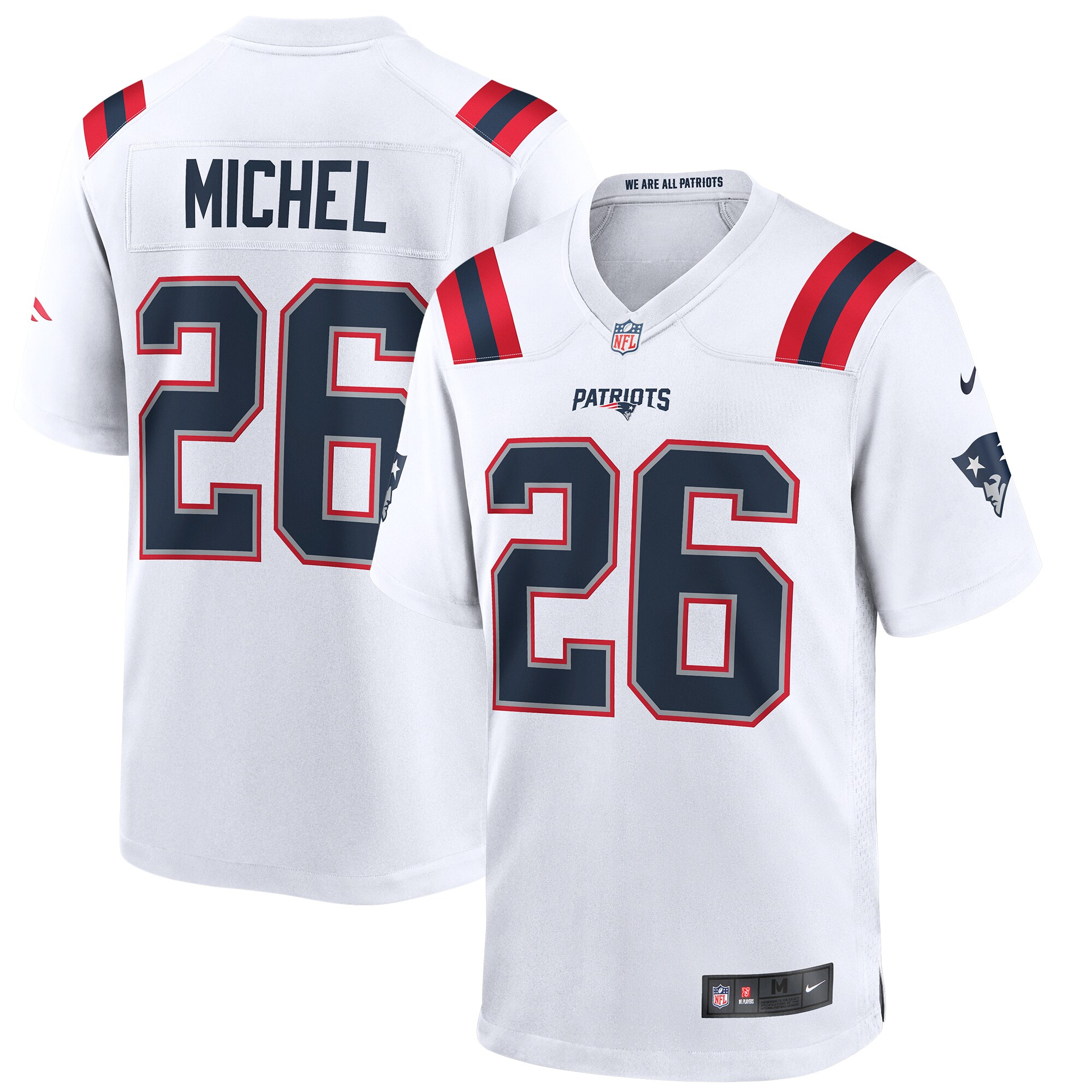 Men's New England Patriots Sony Michel Nike White Game Jersey