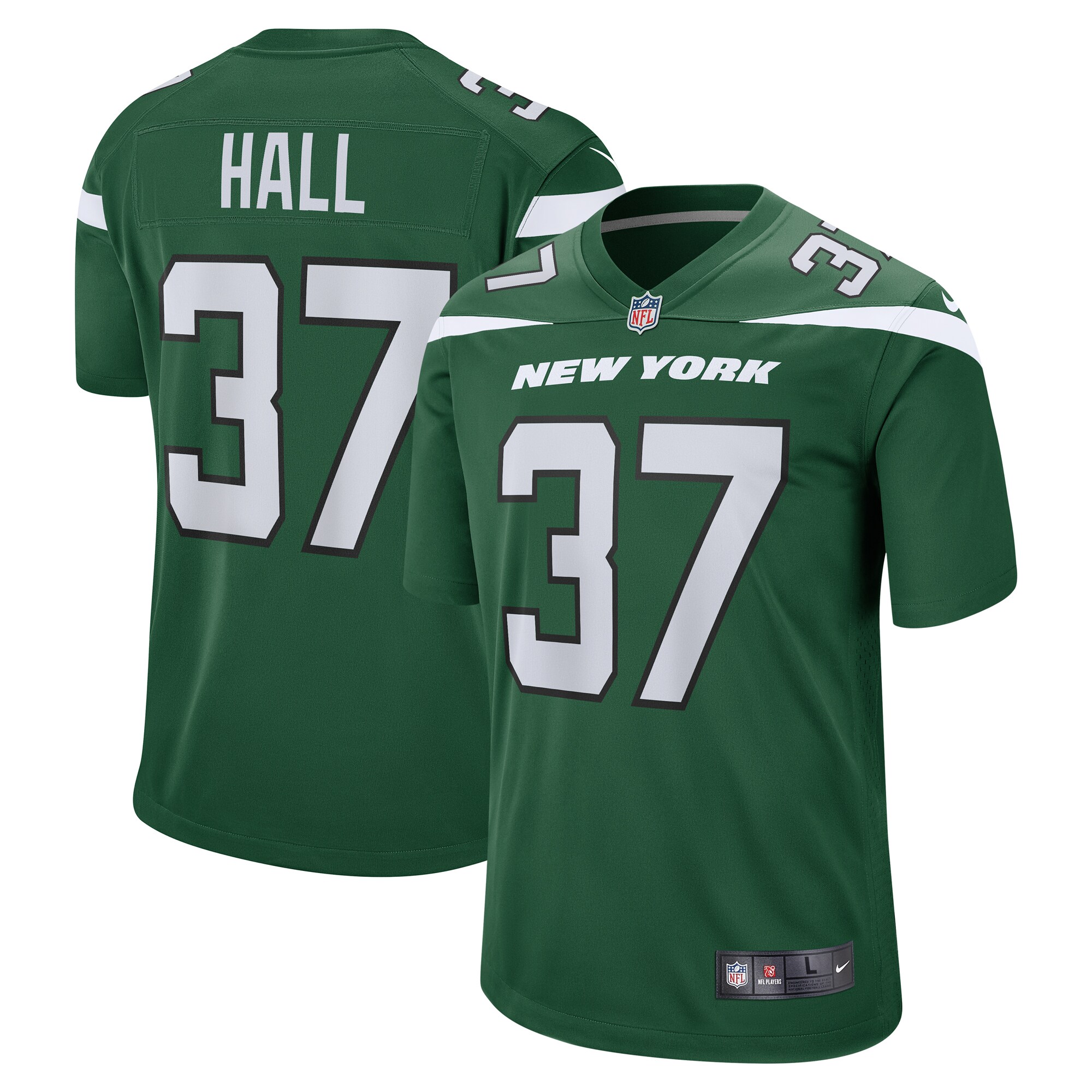 Men's New York Jets Bryce Hall Nike Gotham Green Game Jersey